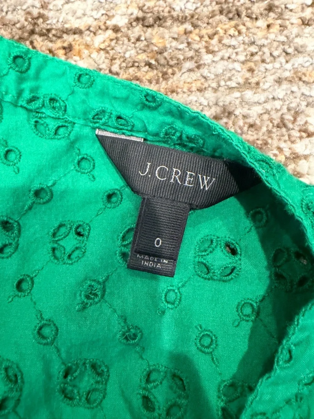 J. Crew Green Eyelet Sleeveless Midi Dress